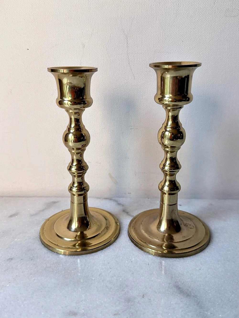 Classic Brass Taper Candle Holders Set of 2 Boho Traditional Decor